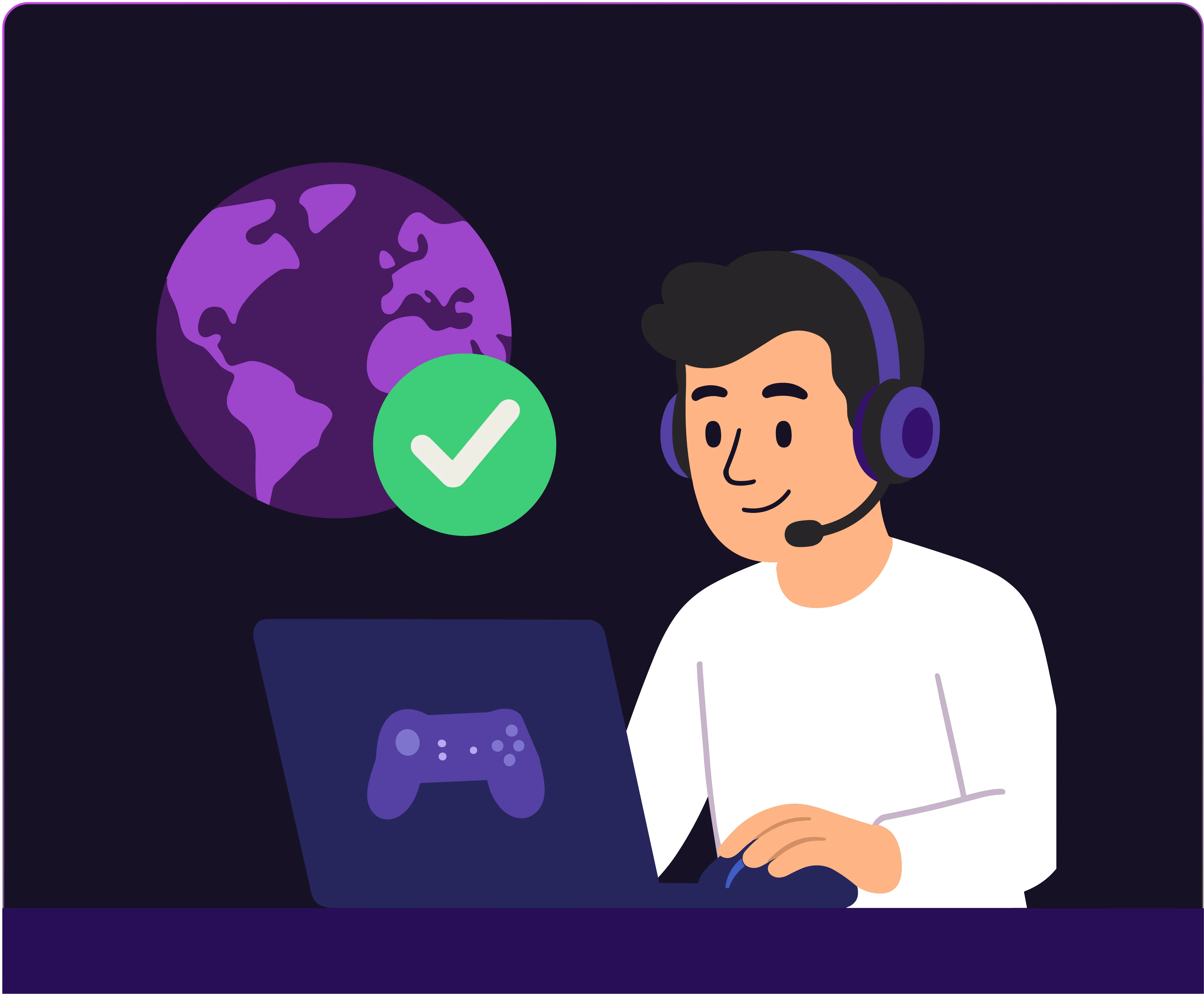 Illustration of a gamer using a Chaos Zero Nightmare VPN to connect securely and reduce lag while playing online.